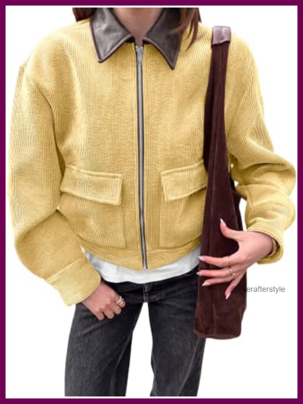 Womens Cropped Corduroy Oversized Zip Up Barn Bomber Jacket Casual